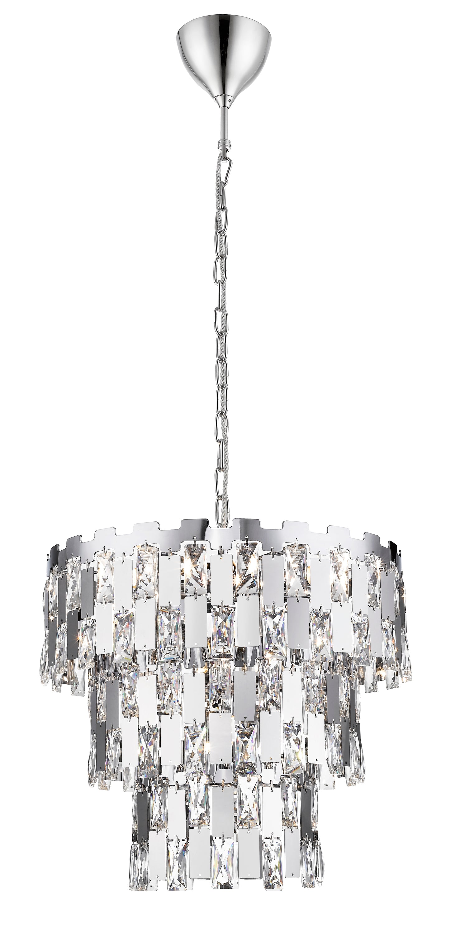 Alma 9 lights Crystal Chrome Pendant