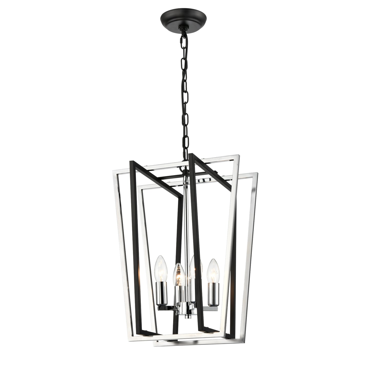 Aviary 4 light Lantern Matt Black and Chrome Large