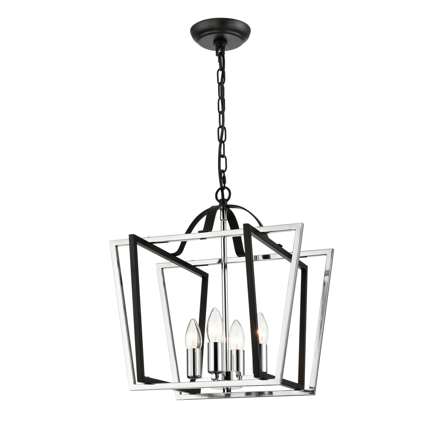 Aviary 4 light Lantern Matt Black and Chrome Small