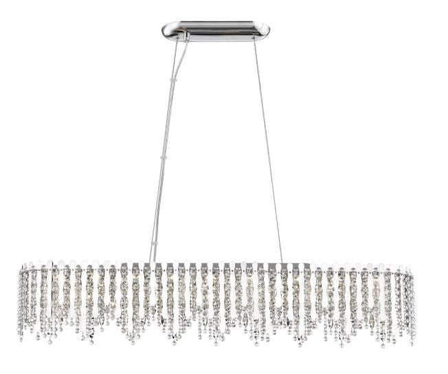 Belize 10 light pendant Oblong Crystal Chrome