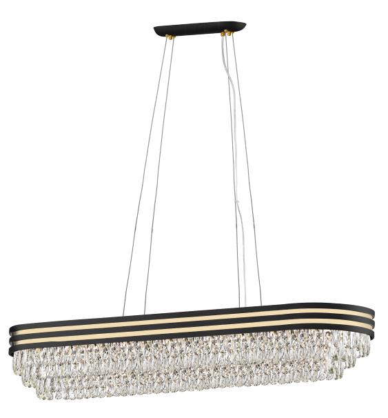 Cuba 11 light Crystal Obl. Gold Mblk Pendant Chandelier