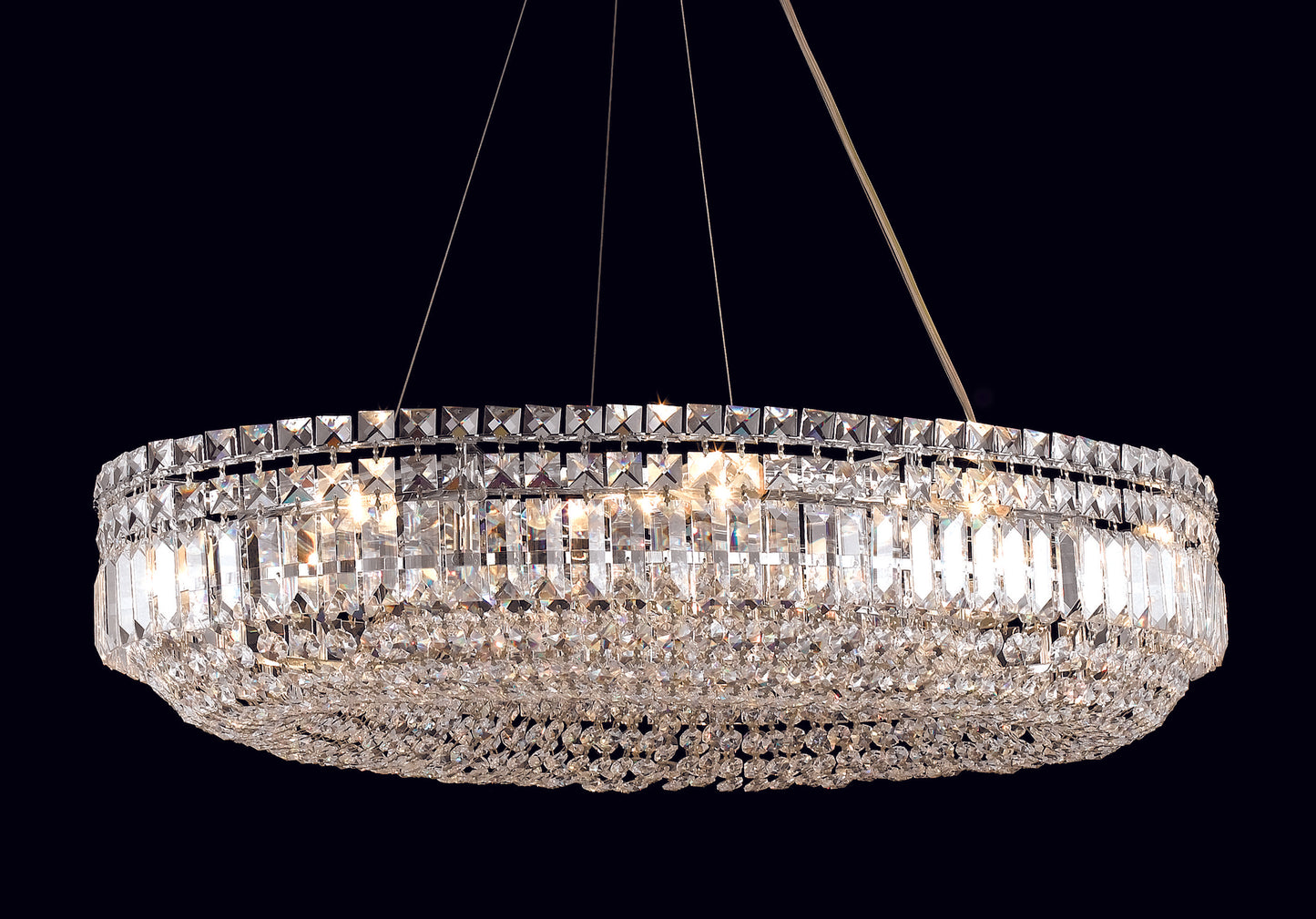 Olovo Lead Crystal Oval Chrome Pendant Chandelier