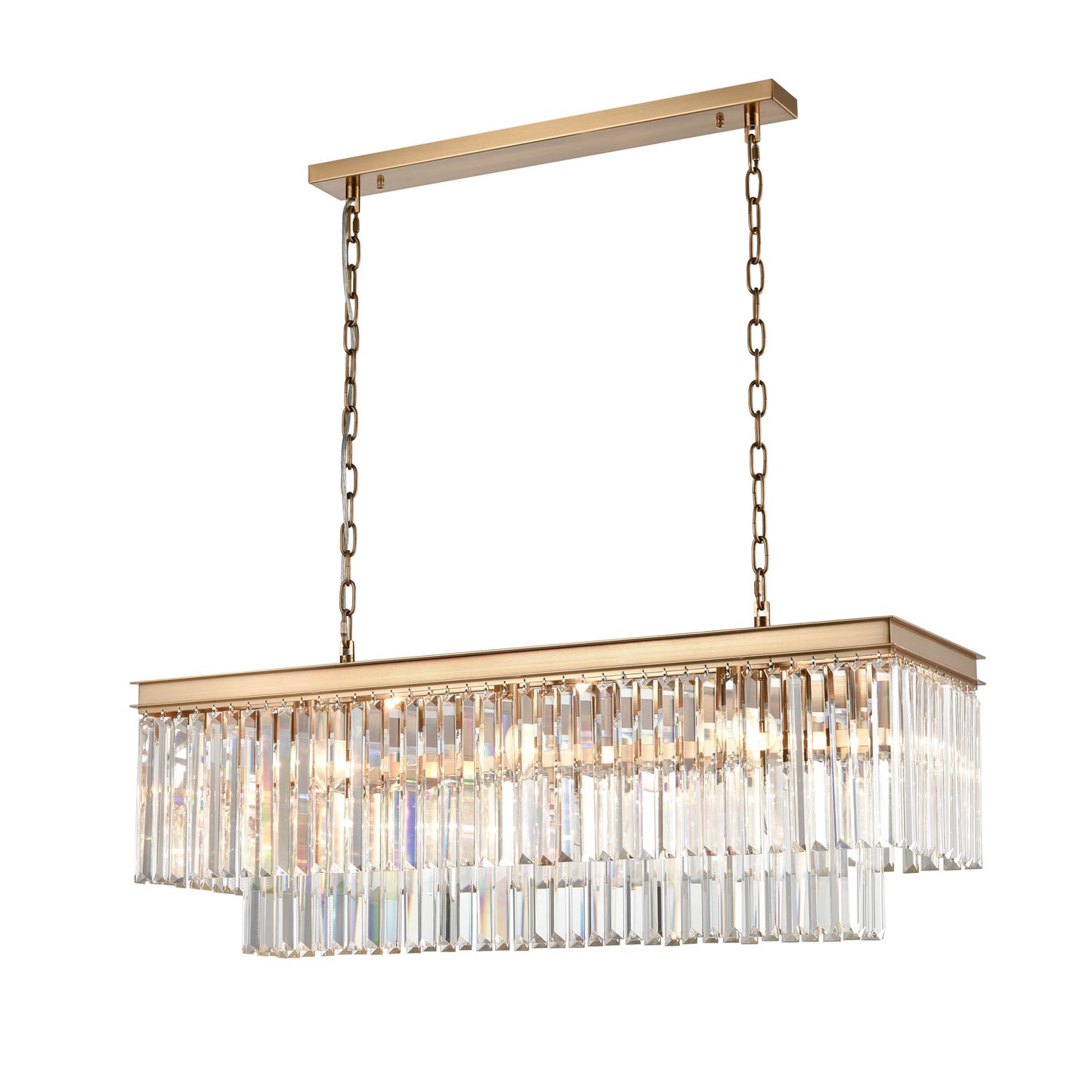Perdita 11 light Crystal Pendant Chandelier In Brass Finish