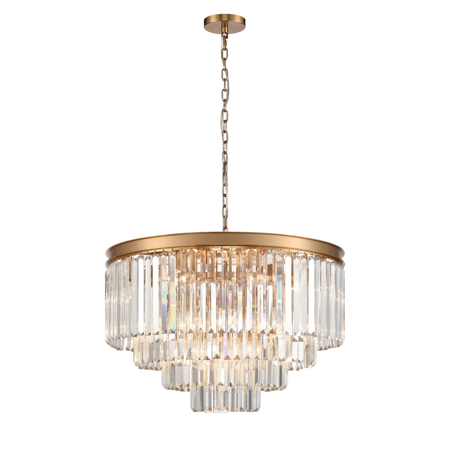 Perdita 20 light Crystal Pendant Chandelier In Brushed Brass Finish