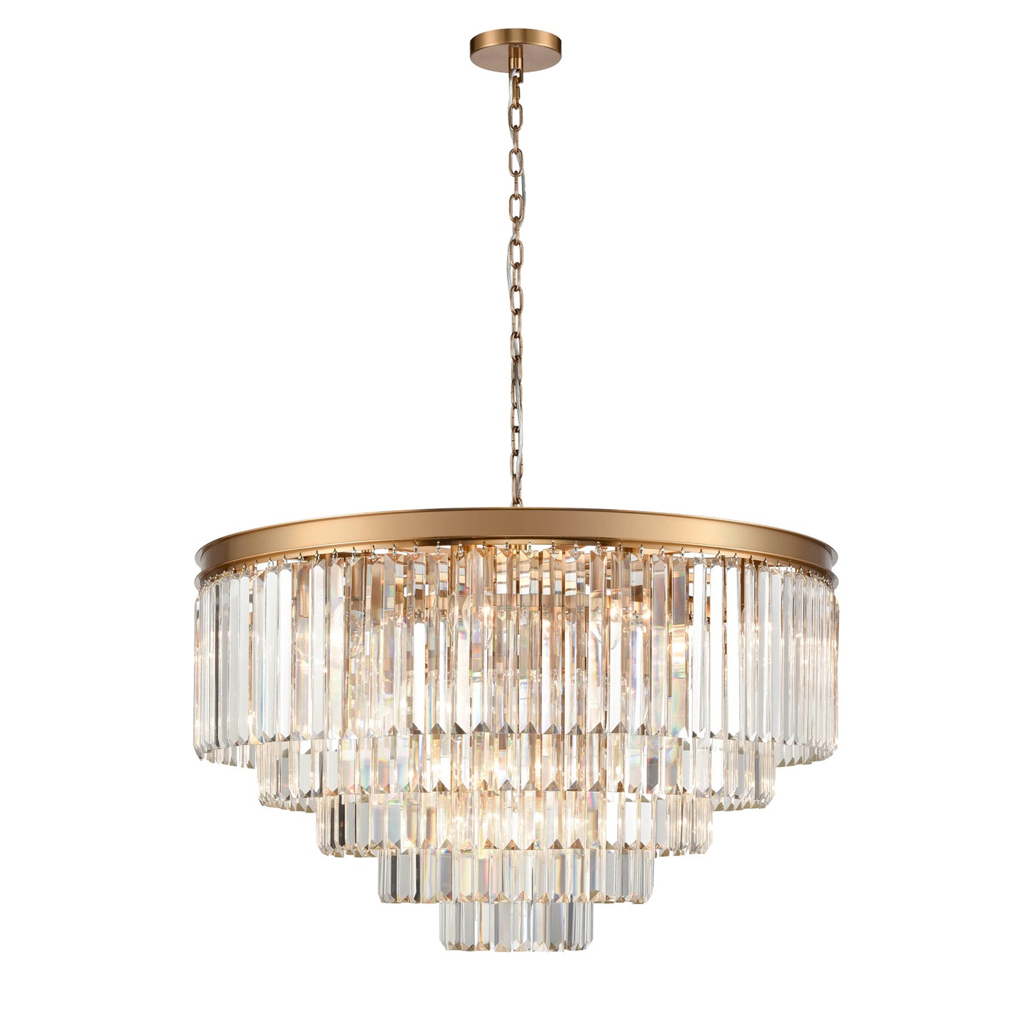 Perdita 27 light Crystal Pendant Chandelier WIth Brushed Brass Finish