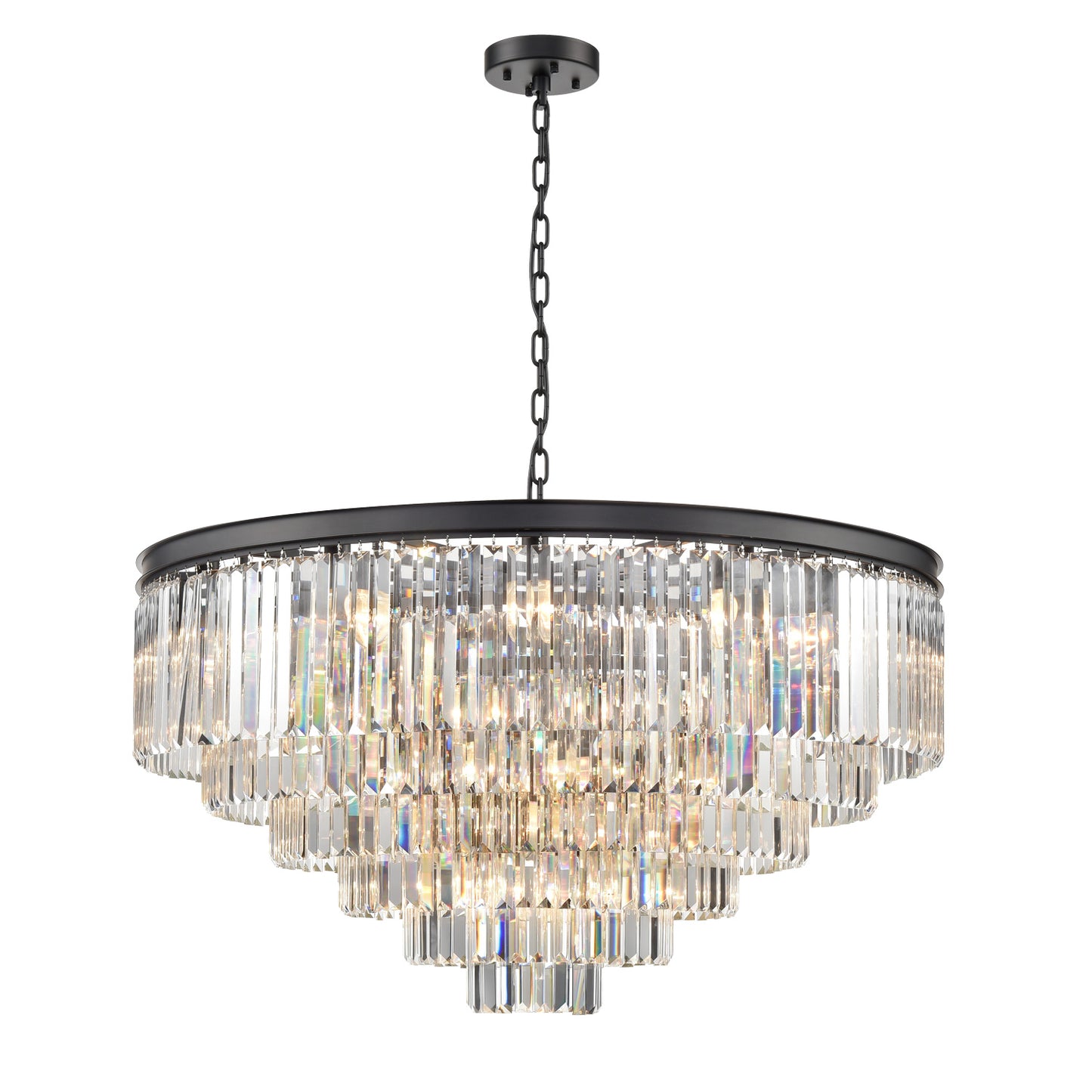 Perdita 30 light Crystal Pendant Chandelier In Matt Black