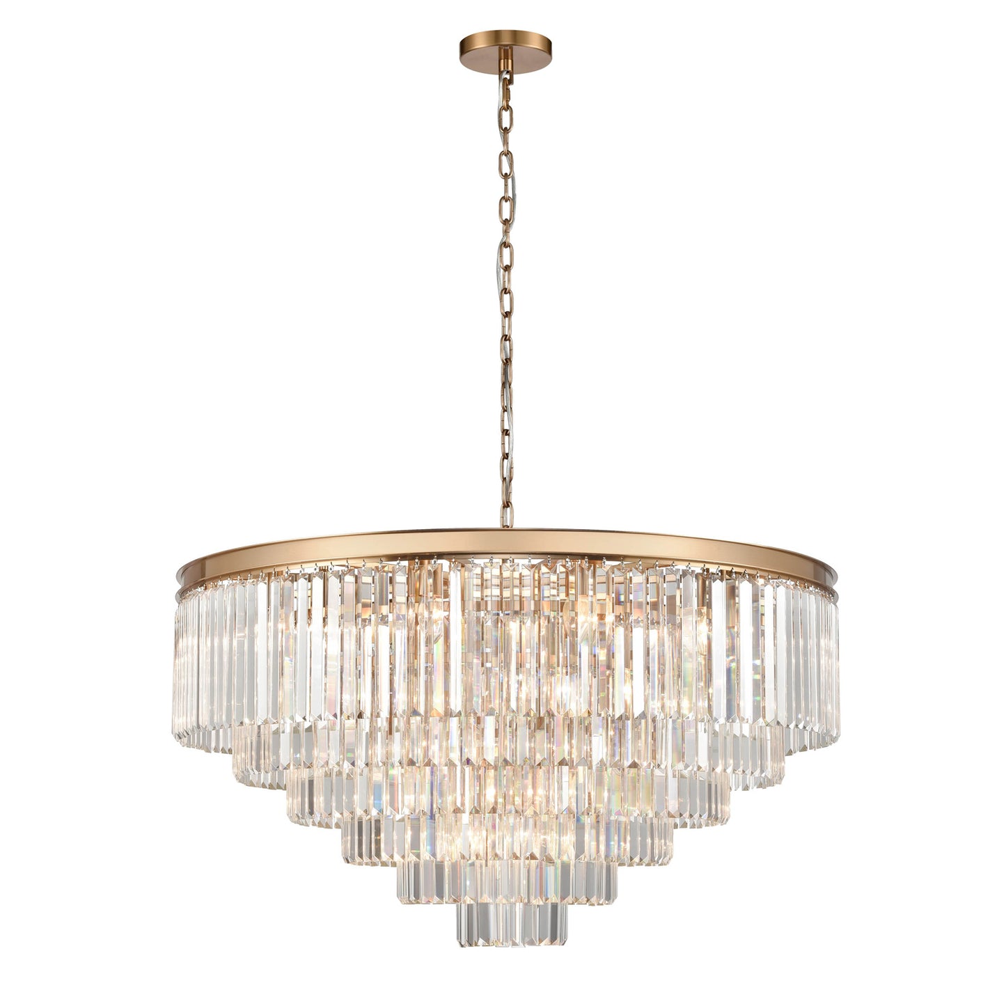 Perdita 30 light Crystal Pendant Chandelier In Brushed Brass Finish