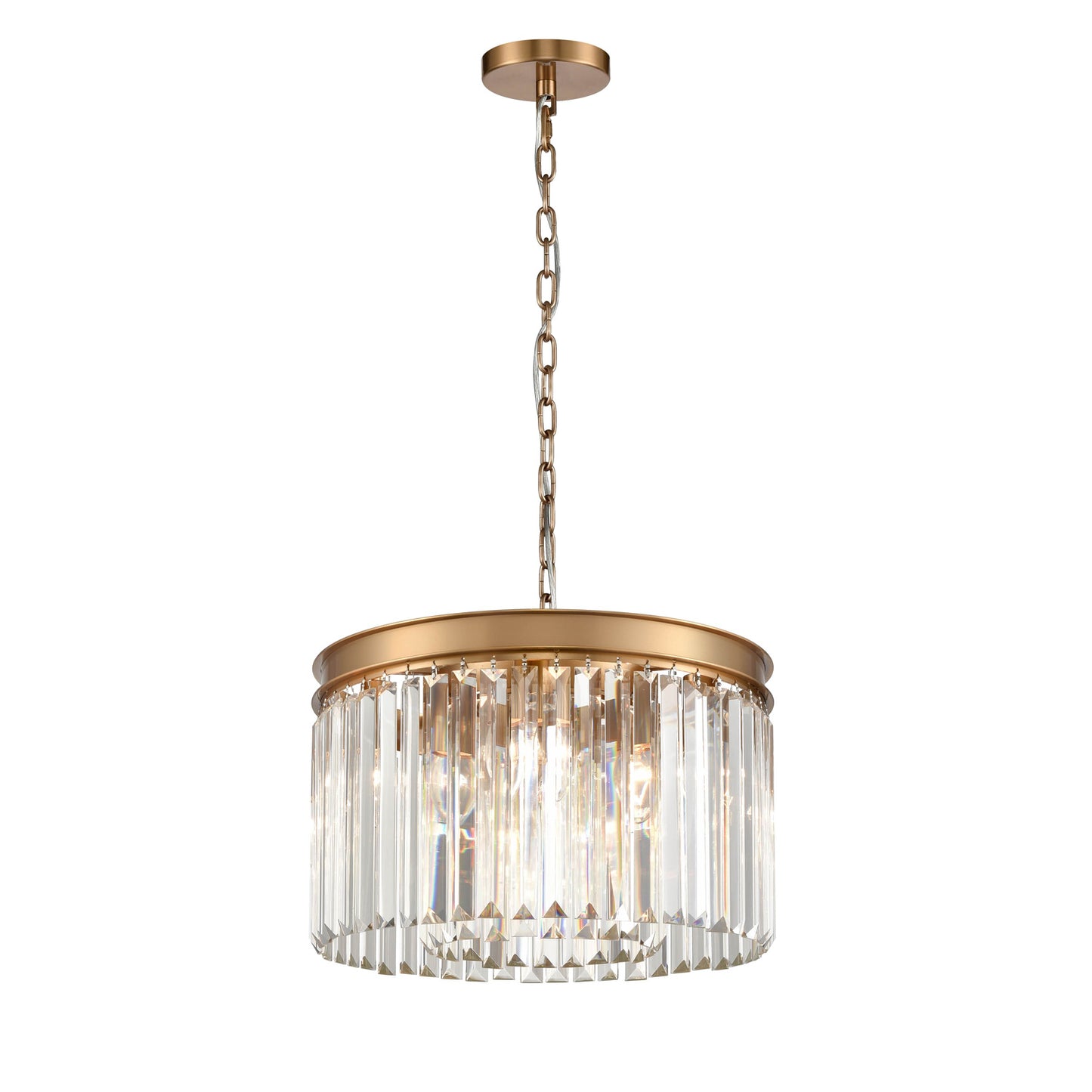 Perdita 5 light Crystal Pendant Chandelier In Brushed Brass
