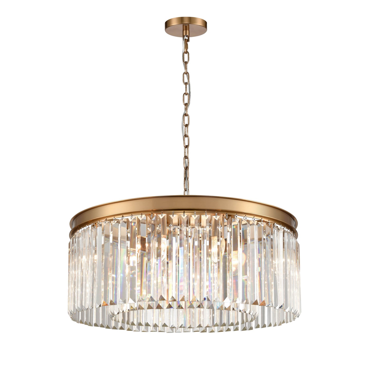 Perdita 8-light Crystal Pendant Chandelier In Brushed Brass