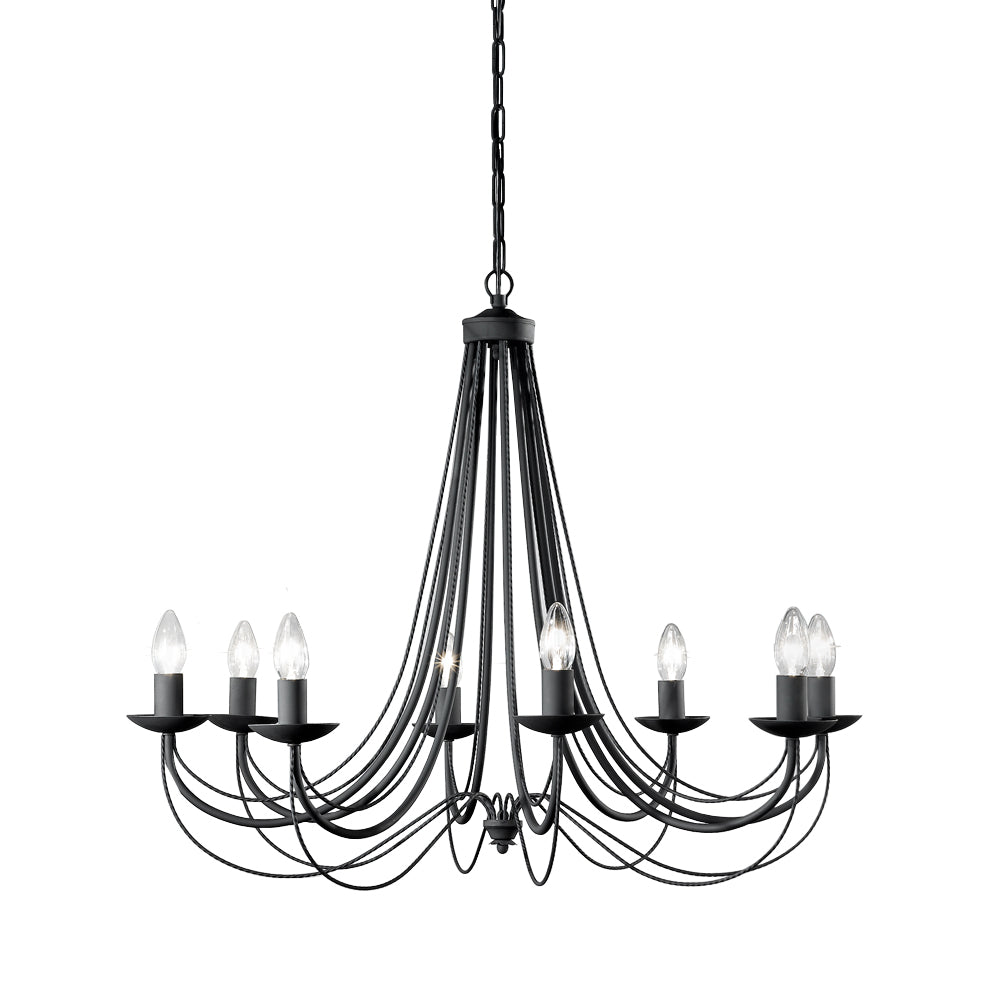 Philly 8 light Fitting Candle Chandelier In Satin Black