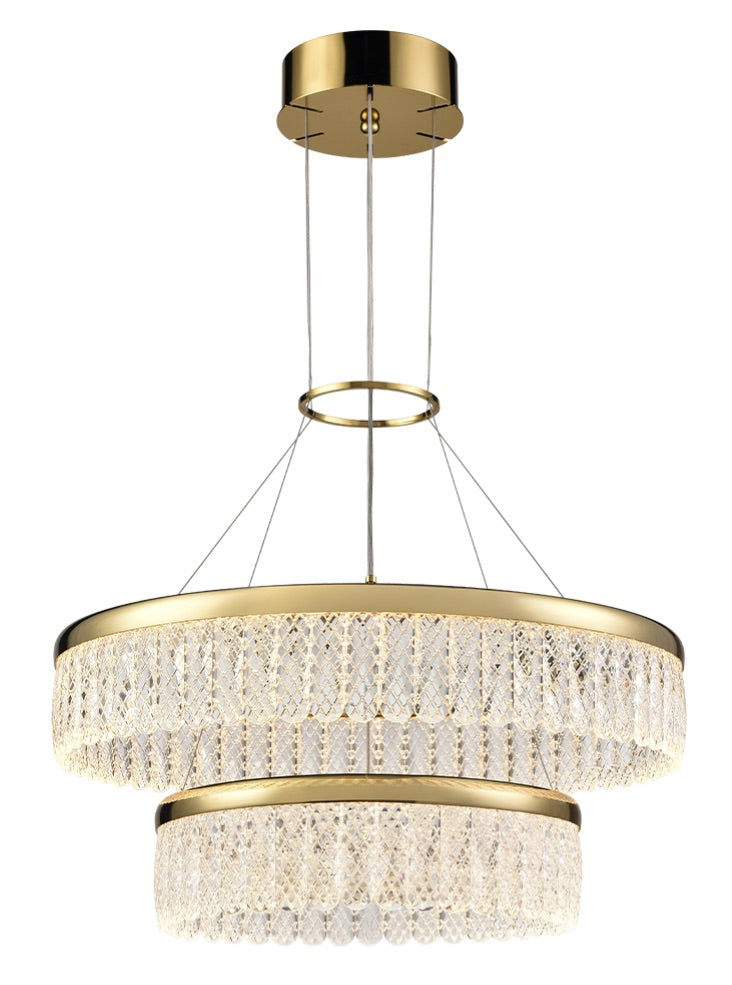 Franklite Victoria Double Tier 34W LED Pendant Chandelier in Gold Finish
