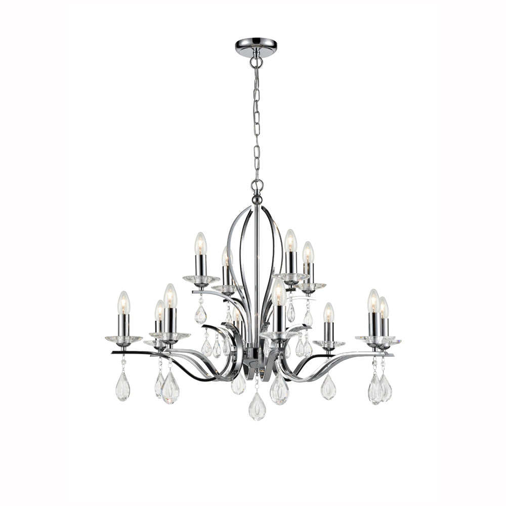 Willow 12 Light Pendant Chandelier Fitting In Chrome