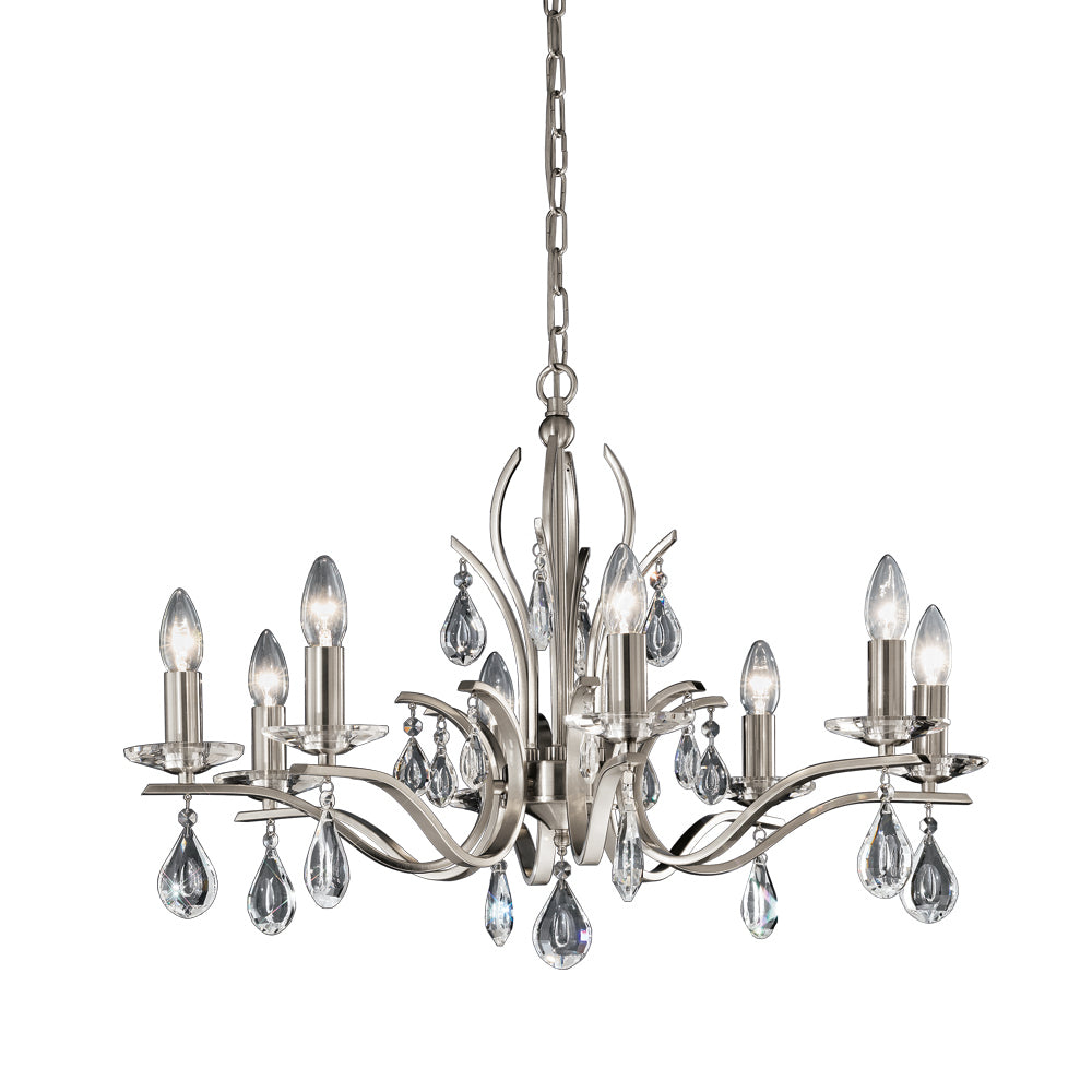 Willow 8 Light Fitting Nickel Pendant Chandelier