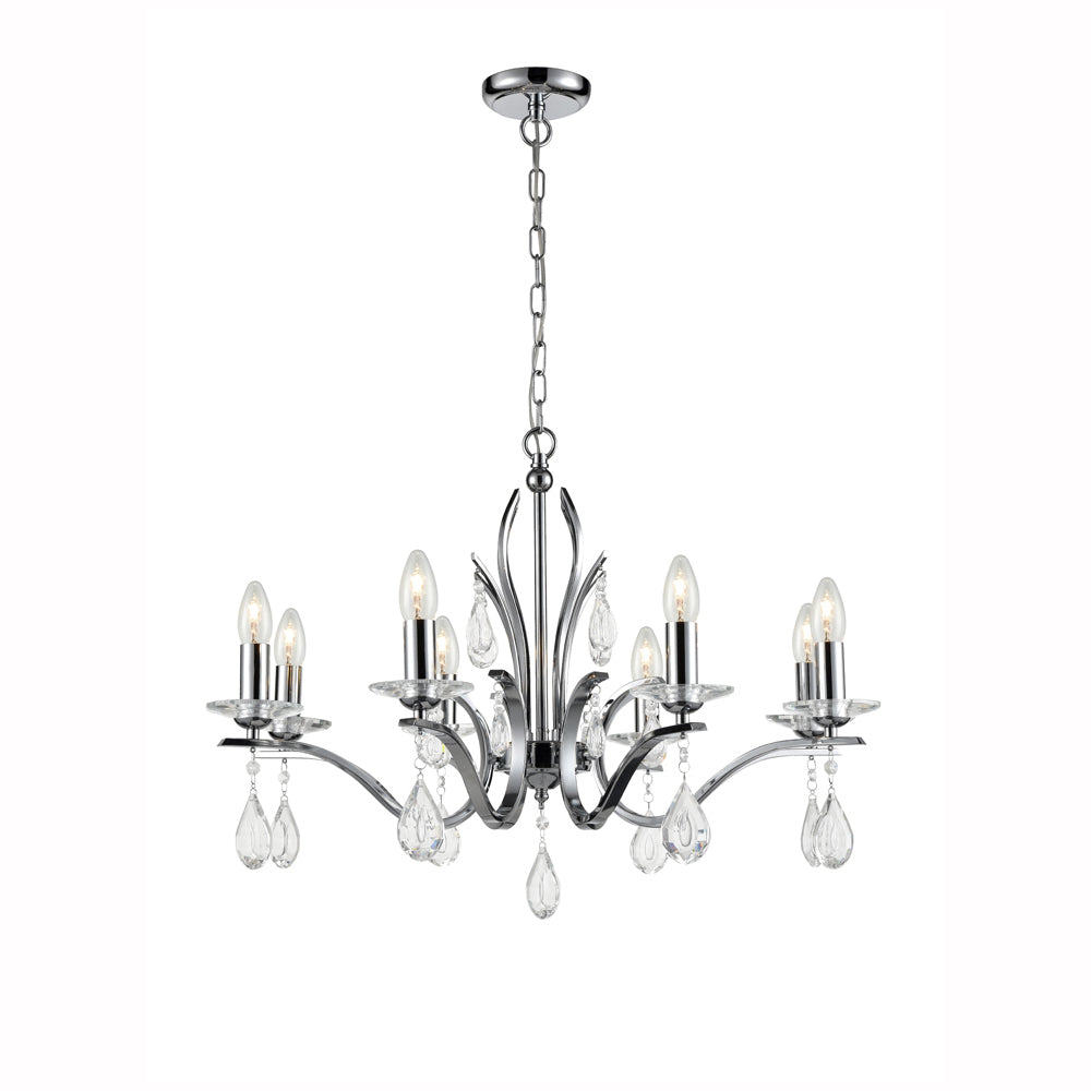 Willow 8 Light Fitting Chrome Pendant Chandelier