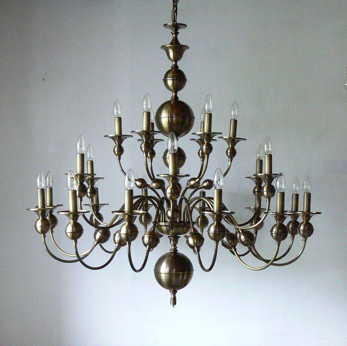 Bohemian 24 Light Antique Gold Candle Chandelier Pendant