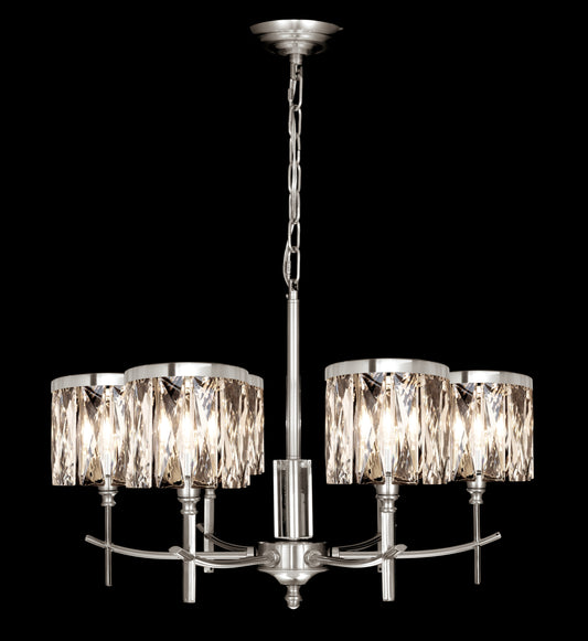 Opulence 6-Light Arm Chandelier In Satin Nickel Finish