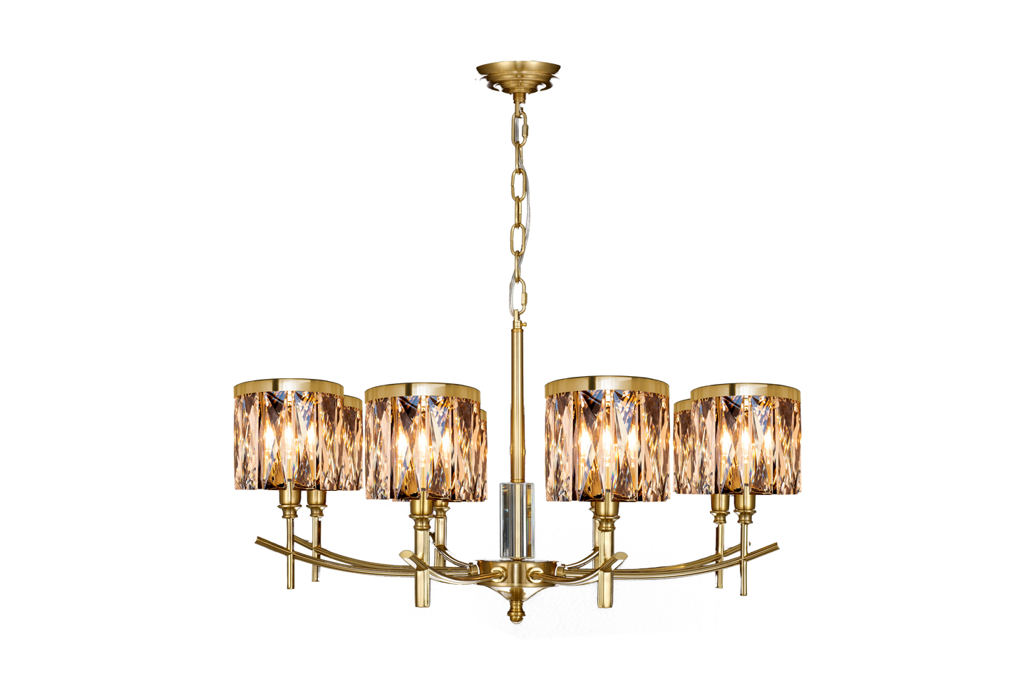 Opulence 8-Light Arm Chandelier With Satin Gold Finish