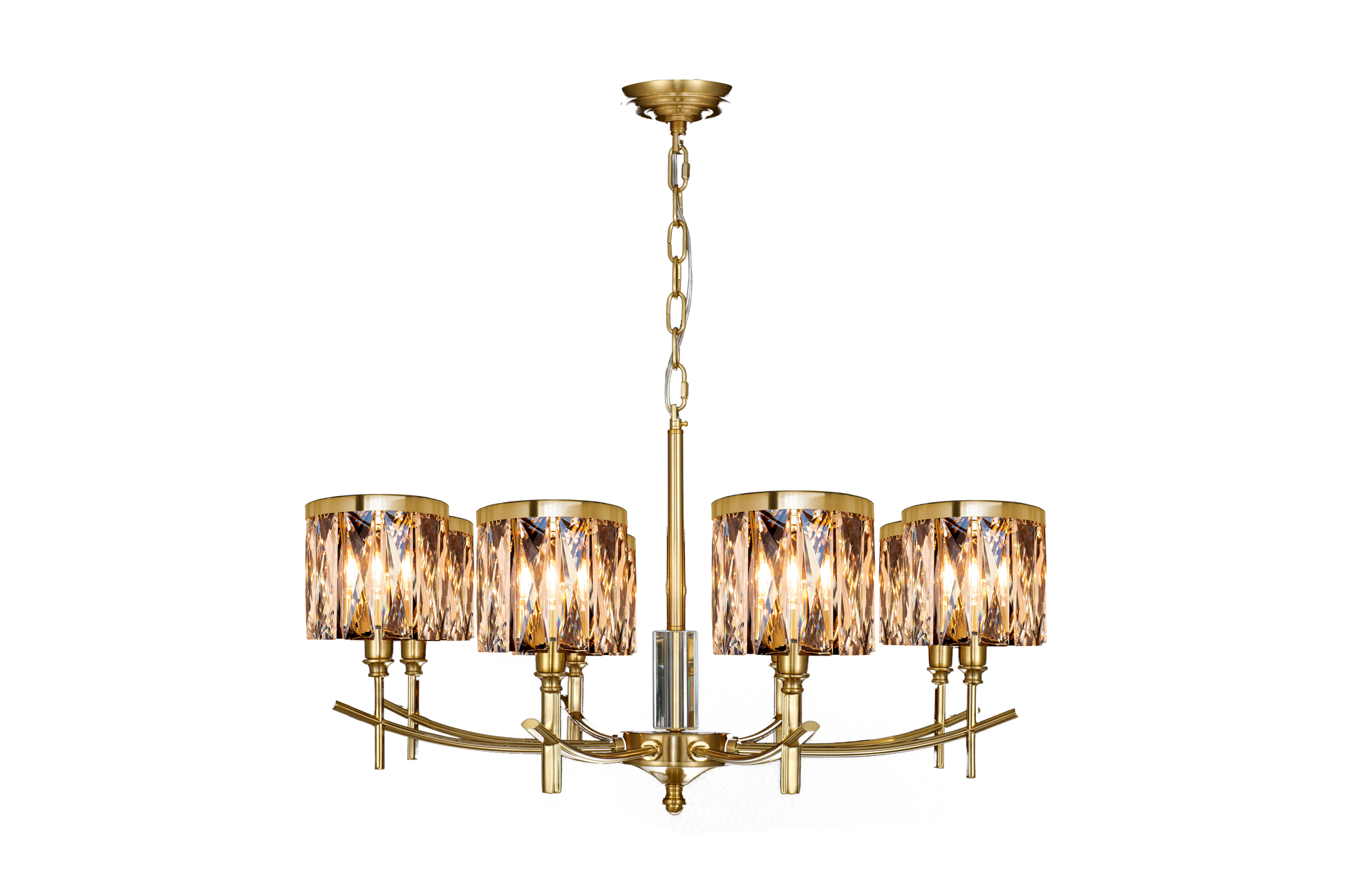 Opulence 8-Light Arm Chandelier With Satin Gold Finish