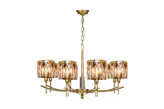 Opulence 8-Light Arm Chandelier With Satin Gold Finish