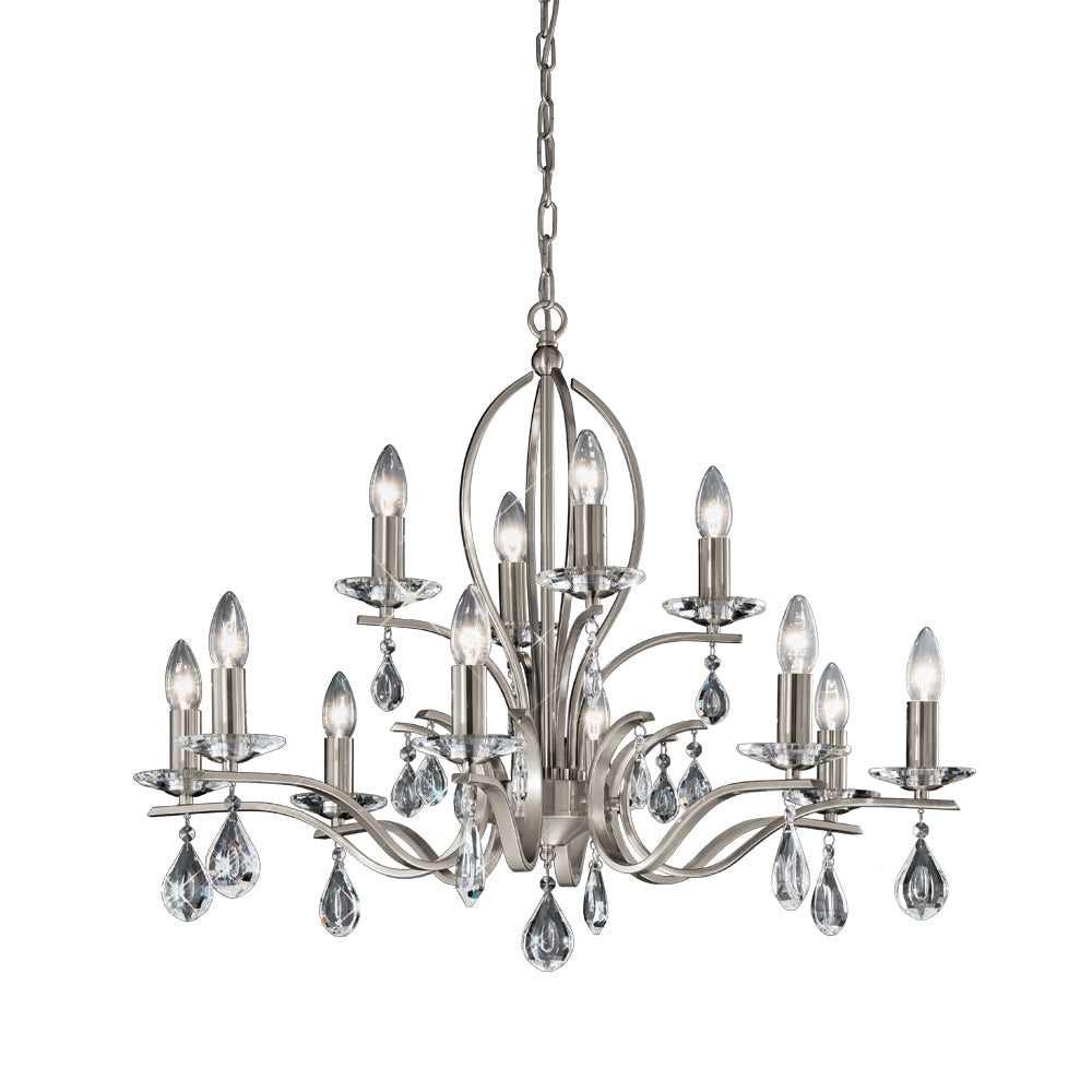 Willow 12 Lights Pendant Chandelier Fitting In Nickel